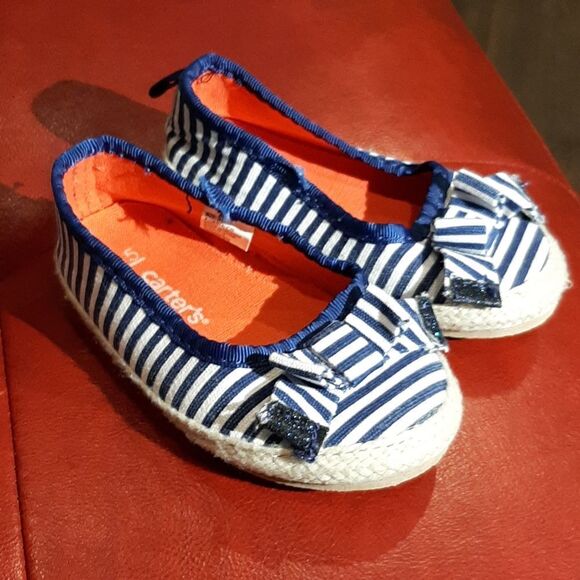 Carter's Blue and White Striped Shoes - Picture 1 of 7